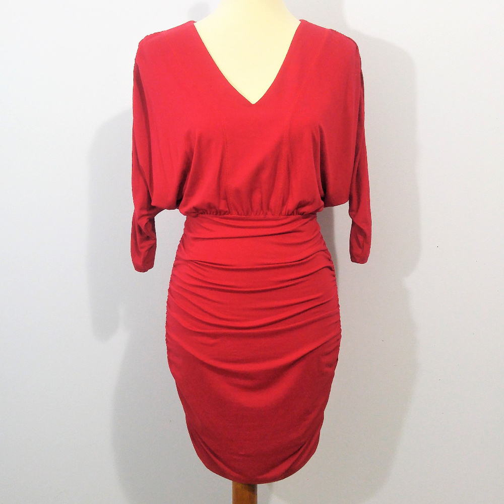 Gianni Bini Sexy Red Ruched Party Dress Size Small